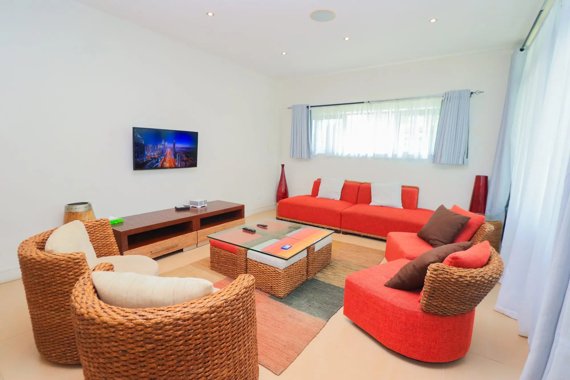 Comfortable lounge seating area at Nyali Marina Stays serviced apartment, Nyali Mombasa